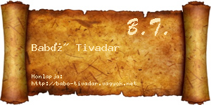 Babó Tivadar névjegykártya
